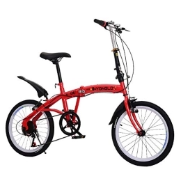 TZYY Bici pieghevoli TZYY Firenze 7 Leggero Bicicletta Pieghevole da Città, Pendolare Urbano, All'Aperto Bicicletta Pieghevole per Adulti, Portatile Unisex Bicicletta con Freno A V Rosso 18in