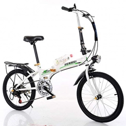 Luorizb Bici pieghevoli Ultralight Pieghevole Biciclette 20 Pollici Portable Adulti Folding Bike School di Lavorare e Commute Uomini e Donne con la Serratura della Bell Pompa e Ciclismo Citt (Color : White)