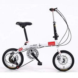 SHUAN Bici Velocità Variabile Bicicletta BMX, Pieghevole Bici Da Città, Freni A Disco Meccanici Telaio In Acciaio Ad Alto Tenore Di Carbonio Bici Da Cittagrave Pendolare Unisex D 14"