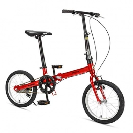 WCY Bici pieghevoli WCY 16" Biciclette Pieghevoli, -Alto tenore di Carbonio in Acciaio Leggero Folding Bike, Mini Single Speed ​​Telaio Rinforzato Commuter Bike, Leggero Portatile yqaae (Color : Red)