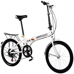 WEIWEI Bici weiwei 20 Pollici Adulto Bicicletta Pieghevole, Livello 6.Cambio A velocità Portatile Scooter A Piedi, con Ripiano Posteriore.Bici da Strada in Città-Blanco 20 Pollici