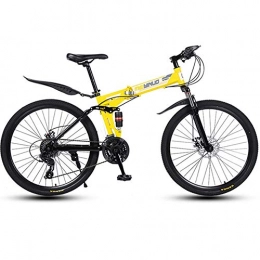 WGYCREAM Bici pieghevoli WGYCREAM Bicicletta Mountainbike, MTB, Sospensione Pieghevole Ravine Bici Completa Biciclette Acciaio al Carbonio Telaio Doppio Freno a Disco 26inch Ruote a Raggi (Color : Yellow, Size : 21-Speed)