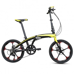 WHKJZ Bici WHKJZ Cambio 7 velocità Bicicletta Pieghevole Unisex 20 Pollice Adulto Freno Meccanico Manubrio Adatto per Molte, Yellow