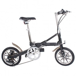 WHKJZ Bici WHKJZ Telaio Lega Alluminio Bicicletta Pieghevole 14" Cambio Regolabile 7 velocità Cambio Morbido Facile Usare Leggero Senza Sforzo, Black