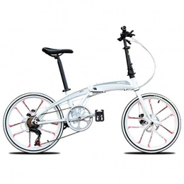 WJSW Bici pieghevoli WJSW Bicicletta Pieghevole per Donna Uomo Biciclette City Bike Bike con Sospensione 22 Pollici a 10 Raggi con Ruote, Bianco