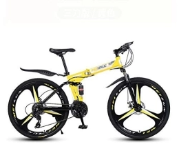 WJSW Bici pieghevoli WJSW MountaBike Adulti, Telaio Pieghevole Acciaio ad Alto tenore Carbonio, Bici MTB Sospensione Completa, Doppio Freno Disco, Pedali PVC