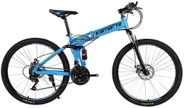 WSJYP Bici WSJYP Mountain Bike per Adulti, Mini Bici Pieghevole Leggera da 24 Pollici, Piccola Bicicletta Portatile, Ingranaggi per Studenti Freni a Doppio Disco Bicicletta da Montagna per Persone Alte, Blue