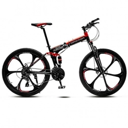 WXLSQ Bici pieghevoli WXLSQ Biciclette 26 Pollici per Gli Uomini Donne, Bicicletta Pieghevole con 27 velocità Sospensione Antiscivolo Bicicletta della Montagna per Adulti, Rosso, 26IN