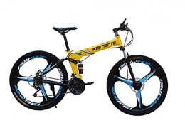 WYYSYNXB Bici pieghevoli WYYSYNXB Lega di Alluminio Biciclette velocità Variabile Bici Pieghevoli Smorzamento Doppio Freno a Disco Mountain Bike 3 Rotella di Coltello 5 Colori Disponibili, Yellow, 24inches27speed