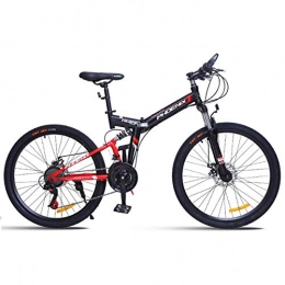 WZB Bici WZB 26"Mountain Bike, 24 velocità Shimano Disco Freno con 17" Telaio Nero e Rosso, Rosso, 24"