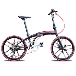 WZB Bici WZB Bicicletta Pieghevole, Citybike Commuter Bike con 22 Pollici Bicicletta a Sospensione a 10 Razze MTB, Rossa