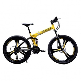 XBSLJ Bici XBSLJ Biciclette Elettriche, Pieghevole Ebike Biciclette da Esterno Pieghevoli 26in Ammortizzatore in Acciaio al Carbonio Sospensione Completa velocit Bici da Strada Sport all'aperto Junior-Giallo