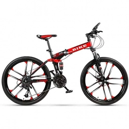 XIGE Bici XIGE Bicicletta da MTB Pieghevole da Montagna per Uomo per Donna / 10 Ruote da Taglio / Doppio Freno a Disco da Esterno per Biciclette Biciclette a 21 / 24 / 27 velocità Sospensione Completa-24inch21speed