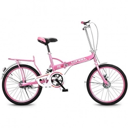 XM&LZ Bici XM&LZ Portatile Bici Pieghevole Bicicletta, velocità Variabile Ultra-Leggero, Bici Pieghevole Pendolare con Basket per Adulti Bambini Rosado 20inch