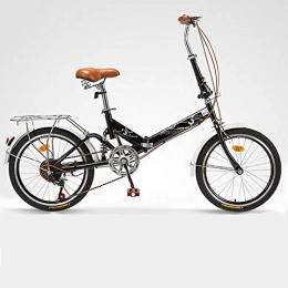 XRQ Bici XRQ 6-velocità Bicicletta Pieghevole da 20 Pollici Città Ciclo Ultra Light Ordinary Portatile Signore della Bici Adulta della Bicicletta Maschio e Femmina Studente Bicycle Commuter Bike, Nero