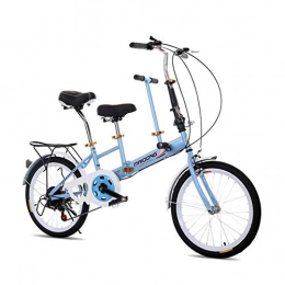 XZM Bici XZM Bici Pieghevole da 20 Pollici   Freno a V Bici Tandem Bici 7 velocità Mini   Cestino per Bicicletta Bicicletta Pieghevole, Blu,  20 Pollici