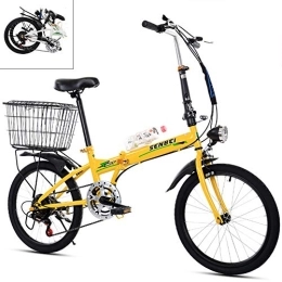 Yajun Bicicletta Pieghevole Mountain Bike Ammortizzatore Studente Bicycle Portatile Casa Coperta All'Aperto Strada Città Guida 20 Pollici Bici,Yellow