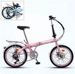 YANJ Bici YANJ Pieghevole Bicicletta per Adulti, Bicicletta Portatile da 20 Pollici a 7 velocità Ultra-Leggero, Maniglia Regolabile Sedile, Doppio discappato, Pieghevole rapido a 3 Punti (Color : Pink)