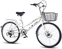 YAYY Bici YAYY Bicicletta Pieghevole Leggera per pendolari City Bike 7 velocità Facile da installare per Adulti Unisex-Bianco 7 velocità_24 Pollici Upgrade