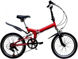 YPLDM Biciclette durevoli, Biciclette Pieghevoli, Piccole telai in Lega di Alluminio Portatili da 20 Pollici con Freni a Disco, Biciclette a velocità variabile,Rosso