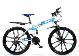 YPLDM Bici pieghevoli YPLDM G4 Mountain Bike 21 Speed ​​Steel Frame 26 Pollici Ruote Dual Bike Pieghevole a Sospensione, Blu