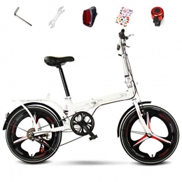 YRYBZ Bici YRYBZ Biciclette Pieghevoli, 20 Pollici BMX Bici Adulto, 6 velocità Mountain Bike Pieghevole Uomo e Donna, Bicicletta Unisex / Bianco