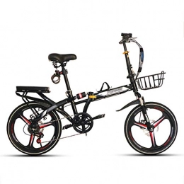 YSHCA Bici YSHCA20 Pollici Bicicletta Pieghevole, 7 velocità Telaio in Acciaio al Carbonio Pieghevole Bici con Cremagliera Sella Comfort e Mudgard City Bike Pieghevole, Black-B