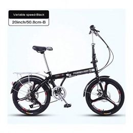 YSHCA Bici YSHCA20 Pollici Bicicletta Pieghevole, 7 velocità Telaio in Acciaio al Carbonio Pieghevole Bici con Mudgard e Sella Comfort City Bike Pieghevole, Black-B