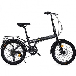 YSHCA Bici pieghevoli YSHCA20 Pollici Bicicletta Pieghevole, 7 velocità Telaio in Acciaio al Carbonio Pieghevole Bici con Mudgard Sella Comfort e Cremagliera, Black