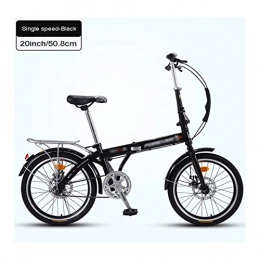 YSHCA Bici YSHCA20 Pollici Bicicletta Pieghevole, Telaio in Acciaio al Carbonio Pieghevole Bici con Mudgard e Sella Comfort City Bike Pieghevole, Black