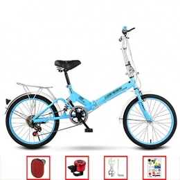 YSHCA Bici pieghevoli YSHCABicicletta Pieghevole, 20 Pollici Telaio in Acciaio al Carbonio Pieghevole Bici con Cremagliera Sella Comfort e Mudgard Unisex Adulto, Blue-A