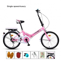 YSHCA Bici pieghevoli YSHCABicicletta Pieghevole, Telaio in Acciaio al Carbonio Pieghevole Bici con Mudgard e Cremagliera City Bike Pieghevole, 20 inch-Pink-A