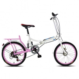 YSHUAI Bici YSHUAI 20 Pollici Bicicletta Pieghevole 6 Marce con velocità Variabile Ultraleggero Biciclette Pieghevoli per Il Tempo Libero con Telaio in Carbonio Bicicletta Pieghevole Portatile, Rosa