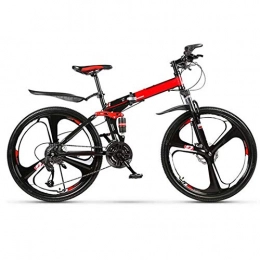 Yunyisujiao Bici Yunyisujiao Mountain Bike da 26 Pollici, Mountain Bike A Sospensione Completa, Mountain Bike Pieghevole per Adulti, con Sedile Regolabile per Mountain Bike con Freno A Doppio Disco (Color : Red)