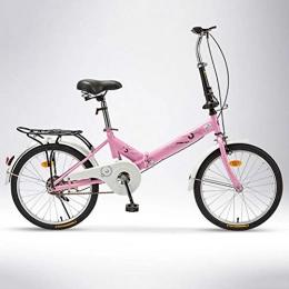 ZEIYUQI Bici ZEIYUQI Biciclette per Le Donne da 20 Pollici Pieghevole Signore Biciclette A velocità Variabile Road Bike Adatto Esterna Che Guida, Rosa, Single Speed A