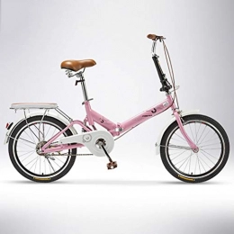 ZEIYUQI Bici ZEIYUQI Biciclette Pieghevoli per Adulti 20 Pollici Dame di Luce A velocità Variabile Bicicletta Unisex Adatto per Il Lavoro, Esterna Che Guida, Rosa, Single Speed B