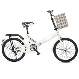 ZEYHOME Bici ZEYHOME Bicicletta per Pendolari Da Città, Bicicletta Pieghevole per Adulti con Portapacchi Posteriore, Telaio In Acciaio Ad Alto Tenore di Carbonio Bici a Velocità Singola(20inch, White)