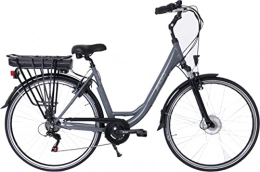 amiGO Biciclette da città Amigo E-Active - Bicicletta elettrica da donna da 28 pollici, con cambio Shimano a 7 marce, adatta a partire da 170-175 cm, colore: grigio