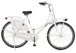 amiGO Bici Amigo Eclypse – Bicicletta da donna – 28 pollici – Adatto a partire da 175 – 185 cm – City bike con freno a mano, contropedale, portapacchi anteriore, illuminazione e supporto per bicicletta – Bianco