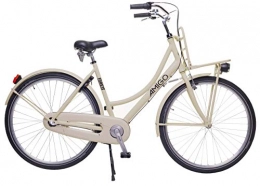 amiGO Biciclette da città Amigo Forest – Bicicletta da donna da donna, 28 pollici, Shimano a 6 marce, con freno a mano, porta-bagagli, anteriore e cavalletti per bicicletta e illuminazione – beige