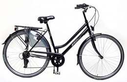 amiGO Biciclette da città Amigo Moves - Bici da città per donna 28 pollici - Adatto da 180-185 cm - Cambio Shimano a 6 velocità - Citybike con freno a mano, Campanello, Cavalletti e Luci - Nero