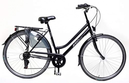 amiGO Biciclette da città Amigo Moves – Bicicletta da donna – Bicicletta da donna 28 pollici – cambio Shimano a 6 velocità – City Bike con freno a mano, illuminazione e cavalletto – Nero