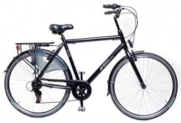 amiGO Biciclette da città Amigo Moves – Bicicletta da uomo – Bicicletta da uomo 28 pollici – cambio Shimano a 6 velocità – City Bike con freno a mano, illuminazione e cavalletto – Nero
