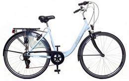 amiGO Biciclette da città Amigo Style - Bicicletta da città da donna, 28 pollici, adatta a partire da 170-175 cm, cambio Shimano a 6 marce, con freno a mano, illuminazione e supporto per bicicletta, blu