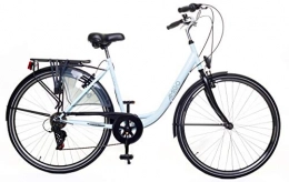 amiGO Biciclette da città Amigo Style – Bicicletta da donna – Bicicletta da donna 28 pollici – cambio Shimano a 6 velocità – City Bike con freno a mano, illuminazione e cavalletto – blu