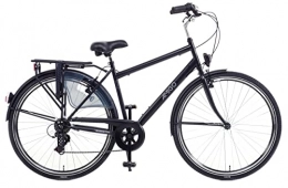 amiGO Biciclette da città Amigo Style – City Bike per uomo – Bicicletta da uomo 28 pollici – Adatto a partire da 170 – 175 cm – cambio Shimano 6 marce – City bike con freno a mano, illuminazione e cavalletto – Nero / Grigio