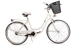 BDW Bici BDW Bella Comfort - Bicicletta olandese da donna, con portapacchi posteriore, 1 velocità, 26 pollici, clic, colore: Bianco