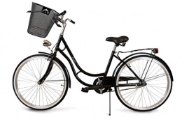 BDW Bici BDW Laura - Bicicletta da donna con bretelle sul retro, 1 velocità, colore: nero, 28 pollici