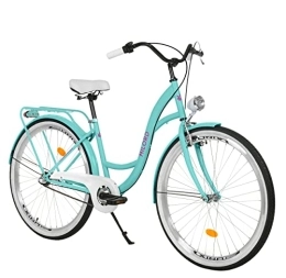 Generic Bici Bici da donna in stile vintage, 28 pollici, blu, cambio Shimano a 3 marce