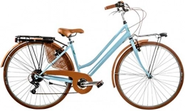 Cicli Puzone Biciclette da città Bici Misura 28 Donna Retro Trekking Vintage 6V Art. RETRO6VD (Azzurro Marrone)
